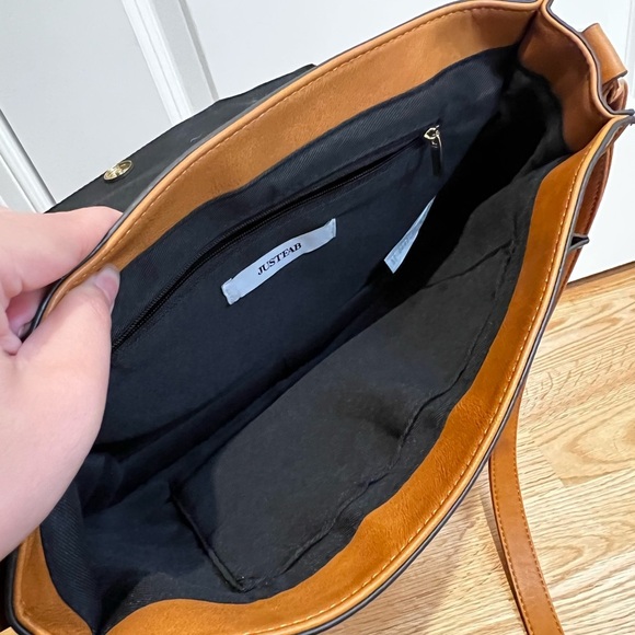 JustFab Camel Pablo Classic Crossbody Bag - Picture 9 of 14